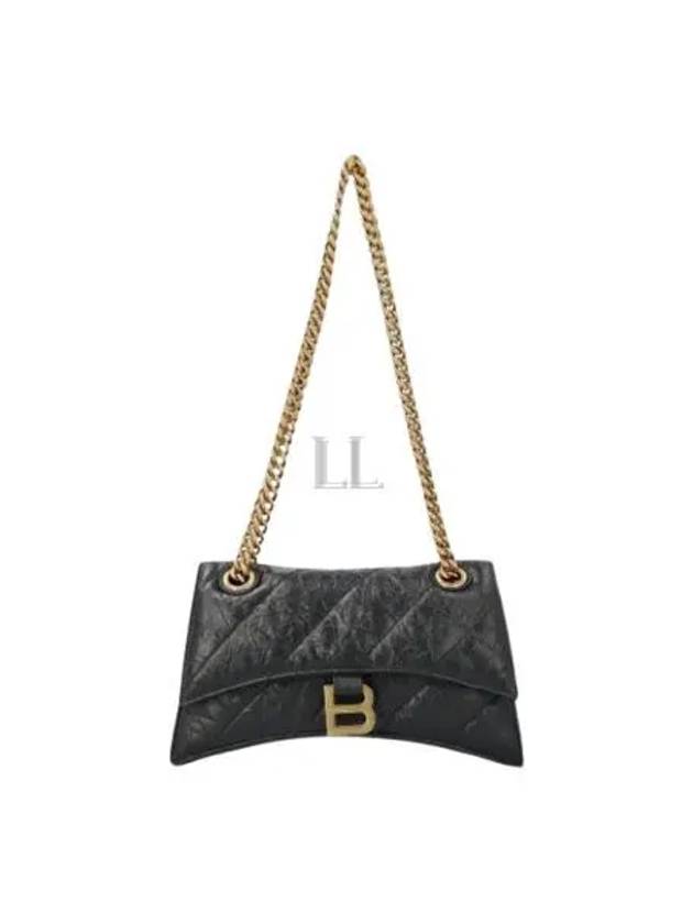 Women's Crush Logo Gold Chain Small Shoulder Bag Black - BALENCIAGA - BALAAN 2