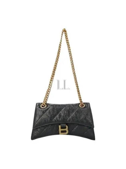 Women's Crush Logo Gold Chain Small Shoulder Bag Black - BALENCIAGA - BALAAN 2