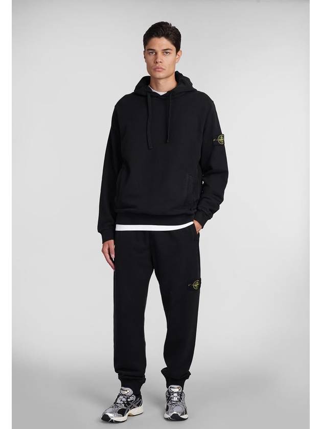 Wappen Patch Brushed Cotton Fleece Hoodie Black - STONE ISLAND - BALAAN 3