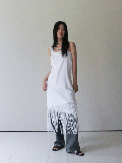 Layered Fringe Jersey Dress WHITE - RUBATI - BALAAN 2