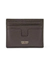 T-Line Logo Grain Leather Card Wallet Brown - TOM FORD - BALAAN 2