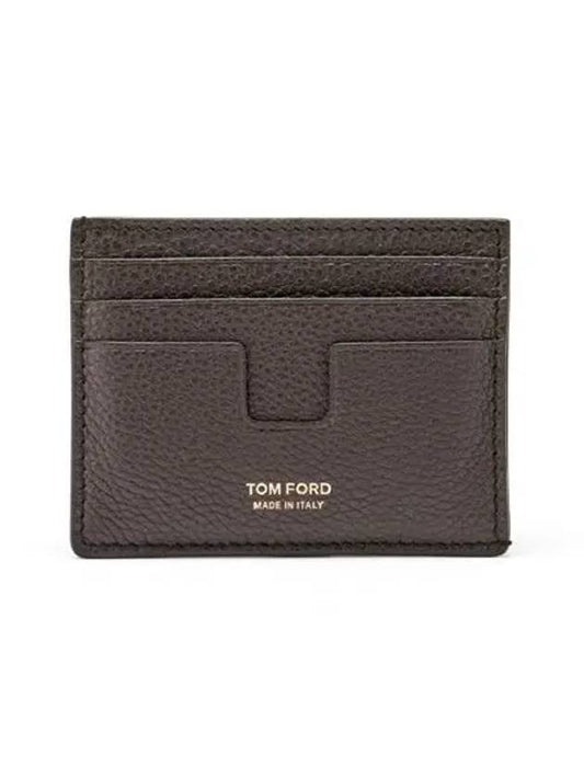 T-Line Logo Grain Leather Card Wallet Brown - TOM FORD - BALAAN 1