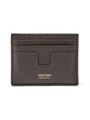 T-Line Logo Grain Leather Card Wallet Brown - TOM FORD - BALAAN 1