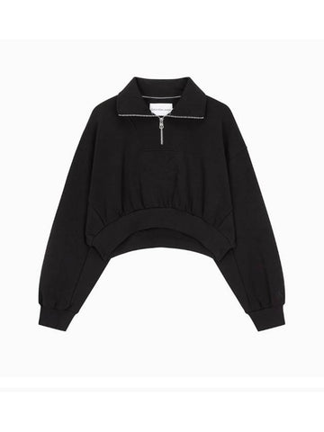 Jeans Half Zip Emboss Polo Neck Sweatshirt Black - CALVIN KLEIN - BALAAN 1