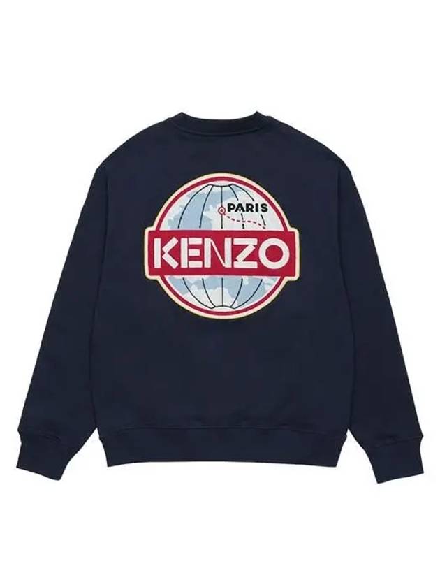 Men's Travel Logo Patch Cotton Sweatshirt Navy - KENZO - BALAAN 3