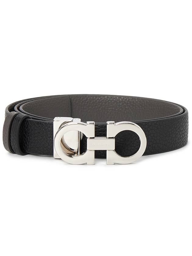 Women's Gancini Double-Sided Leather Belt Black - SALVATORE FERRAGAMO - BALAAN 3