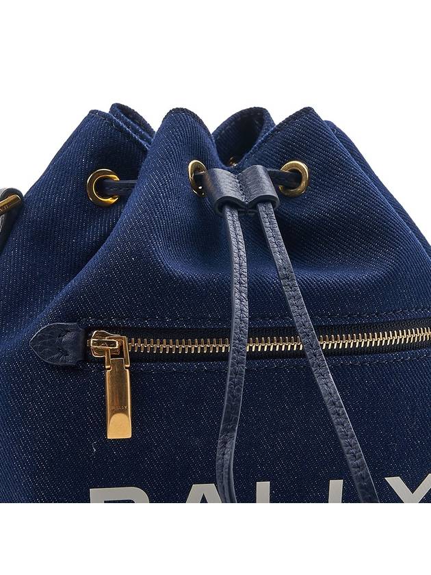 Women s Denim Logo Print Mini Bucket Bag BAR I5G6O - BALLY - BALAAN 7