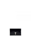 Heart Logo Plaque Leather Chain Long Wallet Black - AMI - BALAAN 2