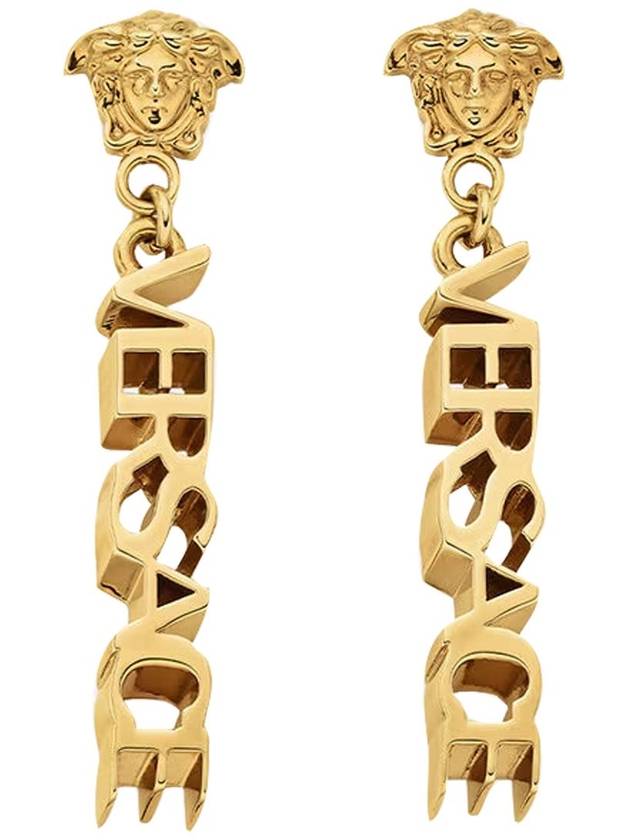 Logo Drop Earrings Gold - VERSACE - BALAAN 2