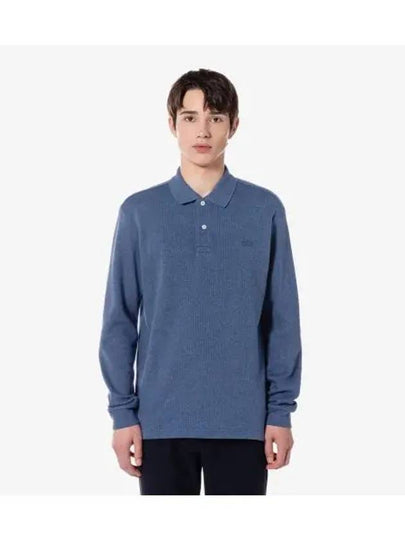 Men's Sweaterlike Long Sleeve Polo Shirt Dark Blue - LACOSTE - BALAAN 2