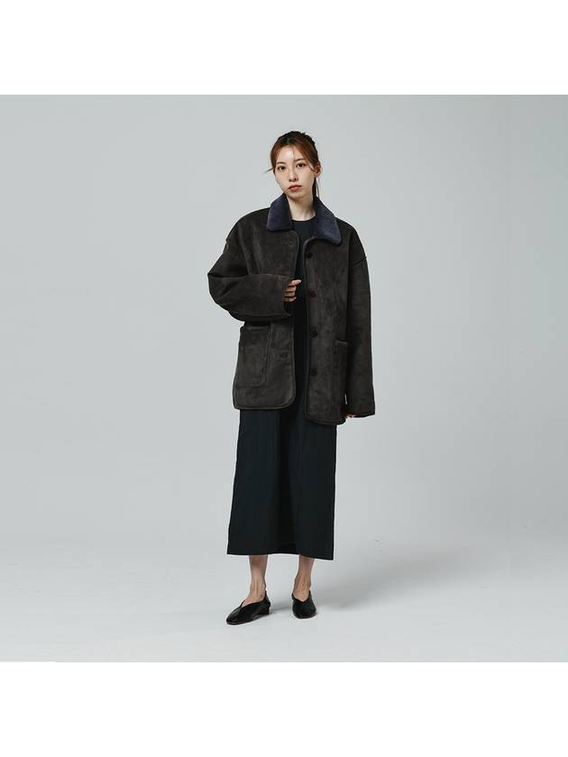 Suede Mink Fur Mustang Coat CHARCOAL - LE SOLEIL MATINEE - BALAAN 3