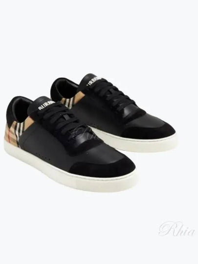 Checked Leather Suede Low Top Sneakers Black - BURBERRY - BALAAN 2