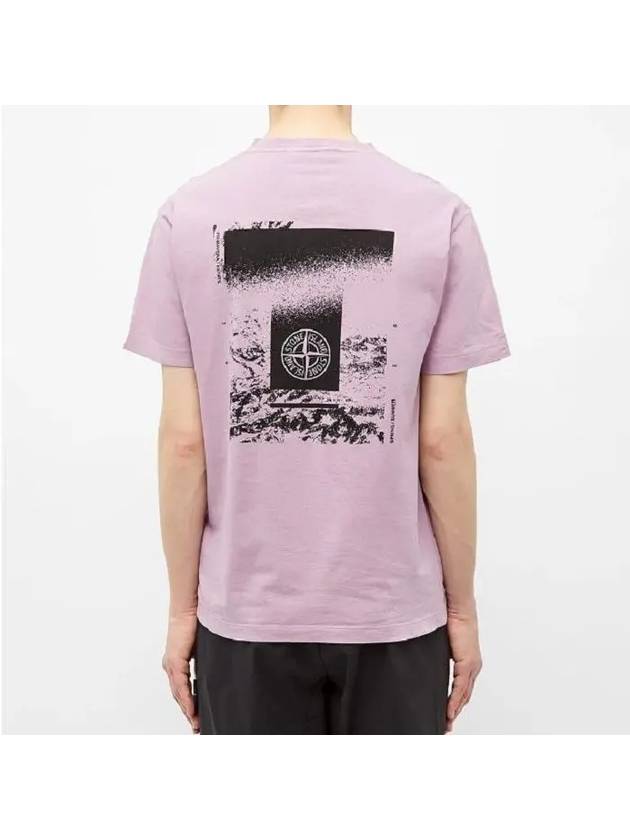 Men's Chest Logo Back Print Short Sleeve T-Shirt Pink - STONE ISLAND - BALAAN 5