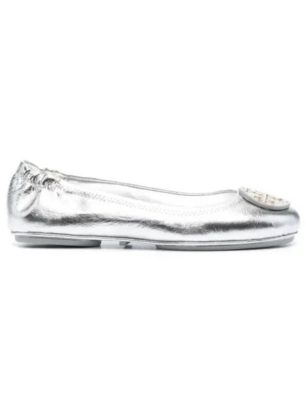 Minnie Logo Metallic Leather Flat Silver - TORY BURCH - BALAAN 2