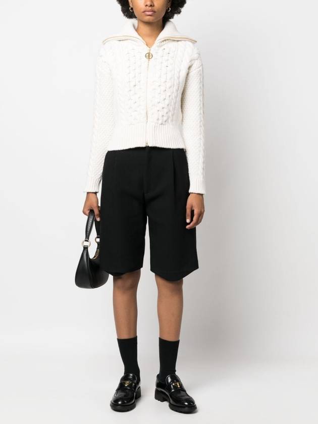 cable wool cashmere knit top white - PATOU - BALAAN 3