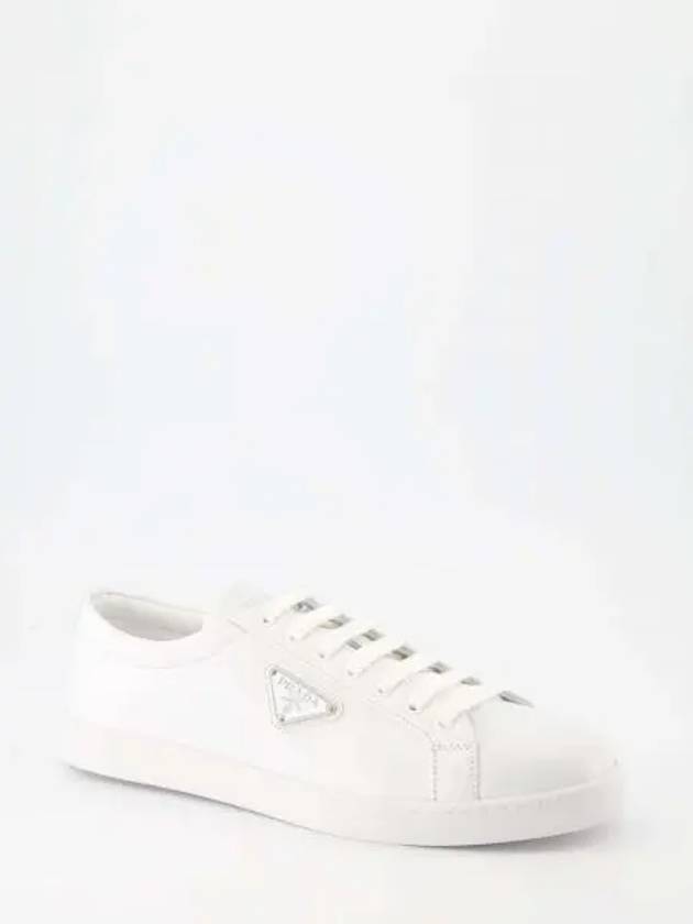 Brushed Leather Sneakers White Black - PRADA - BALAAN 2