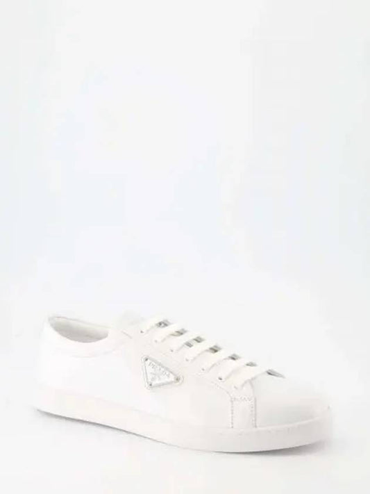 Brushed Leather Sneakers White Black - PRADA - BALAAN 2