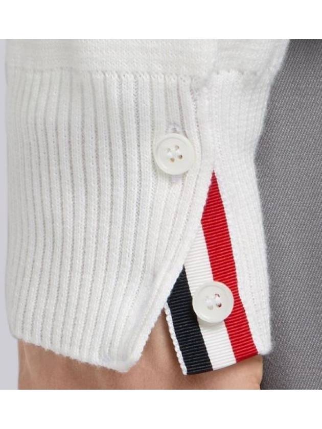 Milano Stitch 4 Bar Cardigan White - THOM BROWNE - BALAAN 6