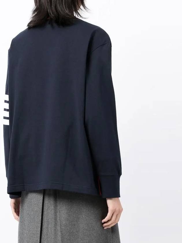 Engineered 4 Bar Medium Weight Jersey Oversized Long Sleeved T-Shirt Navy - THOM BROWNE - BALAAN 4