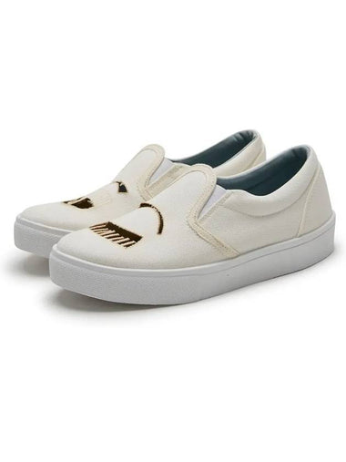 Women's Wink Canvas White Slip-Ons CF867 - CHIARA FERRAGNI - BALAAN 1