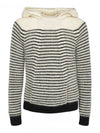 Striped Hooded Wool Knit Top Black Ivory - SAINT LAURENT - BALAAN 1