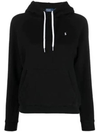 Embroidered Logo Cotton Blend Jersey Hoodie Black - POLO RALPH LAUREN - BALAAN 2