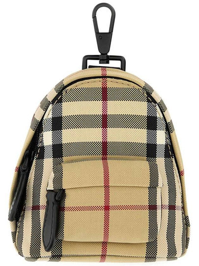 Jett Check Mini Canvas Backpack Charm Key Holder Beige - BURBERRY - BALAAN 2