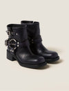 Vintage Look Leather Middle Boots Black - MIU MIU - BALAAN 3