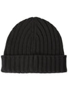 Extra Fine Merino Wool Logo Beanie Black - CP COMPANY - BALAAN 3