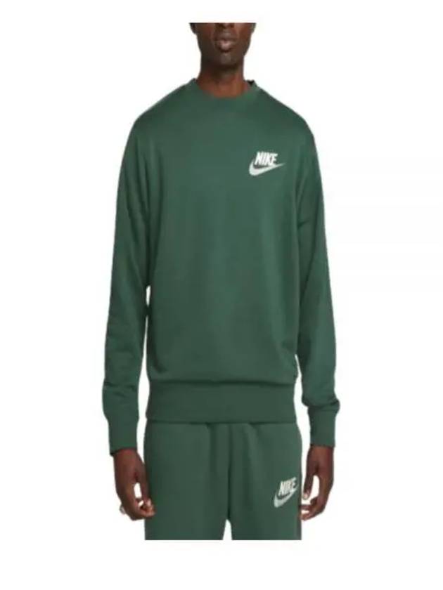 Men's Club French Terry Crew Long Sleeve T-Shirt Green - NIKE - BALAAN 2