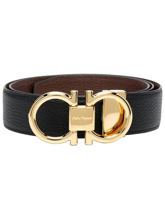 Gancini Reversible Adjustable Calfskin Leather Belt Black Brown - SALVATORE FERRAGAMO - BALAAN 2