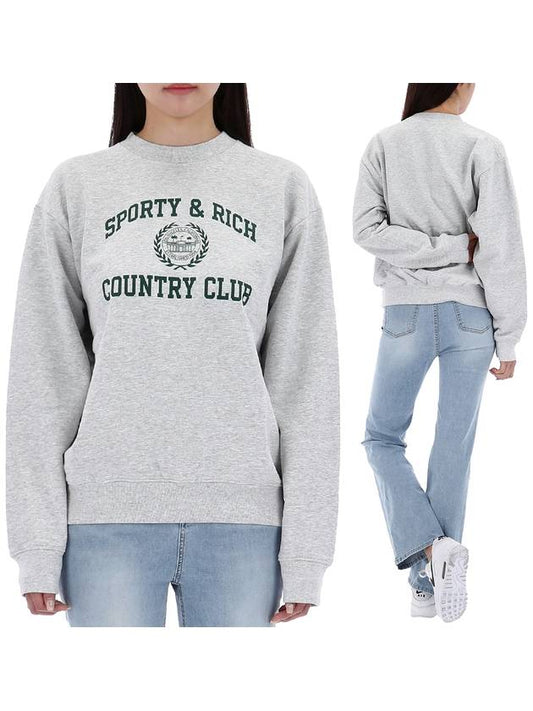 VARSITY Varsity Crest Crew Neck Sweatshirt CRAW2319HG HEATHERGREY - SPORTY & RICH - BALAAN 1