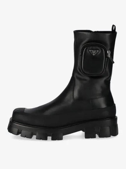 Cobblestone Pouch Leather Combat Boots Black - PRADA - BALAAN 2