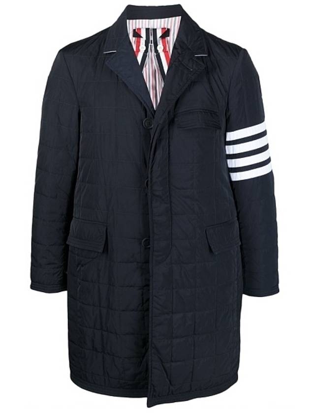 Men's 4 Bar Poly Twill Chesterfield Single Coat Navy - THOM BROWNE - BALAAN 8