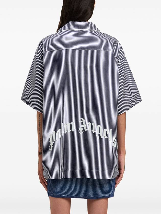 curved logo-print striped shirt - PALM ANGELS - BALAAN 5