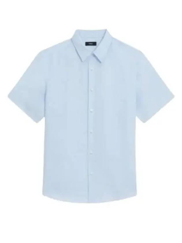 24 Irving Short Sleeve Shirt in Relaxed Linen N0373502 Y9H - THEORY - BALAAN 1