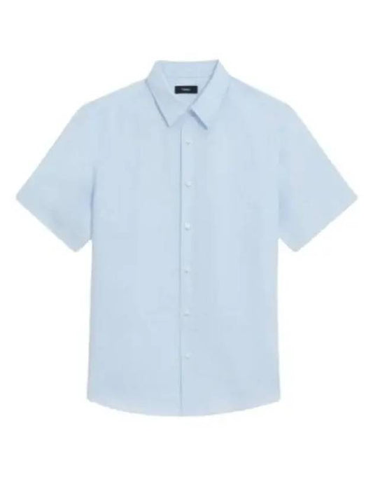 24 Irving Short Sleeve Shirt in Relaxed Linen N0373502 Y9H - THEORY - BALAAN 1