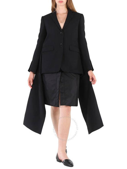 Burberry Ladies Black Wadded Detachable-Warmer Wool Tailored Jacket, Brand Size 6 (US Size 4) - BURBERRY - BALAAN 2