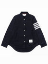 Double Face 4 Bar A-line Knit Long Sleeve Shirt Jacket Navy - THOM BROWNE - BALAAN 2