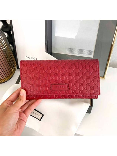 Women's Micro GG Ssima Flap Continental Long Wallet Red - GUCCI - BALAAN 2