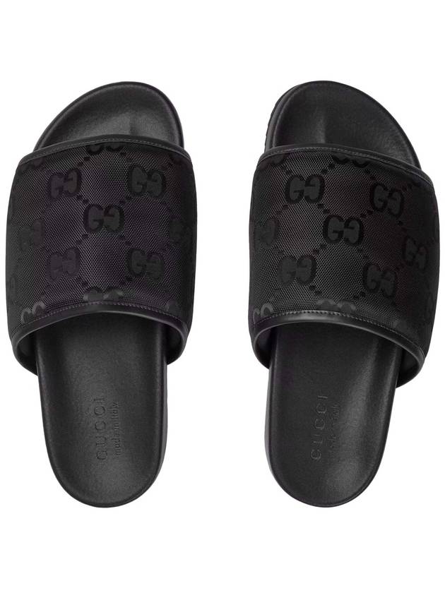 GG Monogram Slide Slippers Black - GUCCI - BALAAN 2