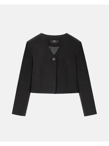 Colin Office Set Up V-Neck Crop Jacket Black - RAMUSTUDIO - BALAAN 1