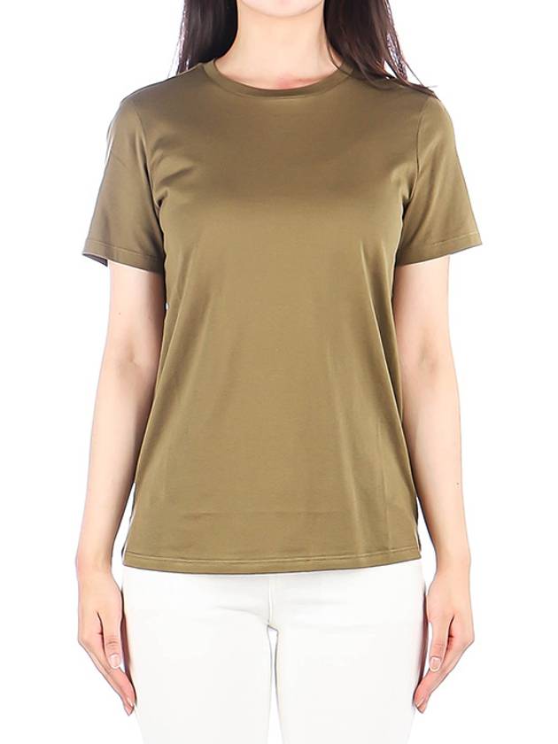 Women's Easy Organic Cotton Short Sleeve T-Shirt Green - THEORY - BALAAN 2