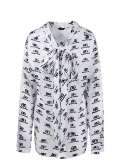 Women's Hand Drawn BB Silk Blouse White - BALENCIAGA - BALAAN 2