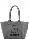 Yenky Zipper Logo Washed Cotton Tote Bag Grey - ISABEL MARANT - BALAAN 2