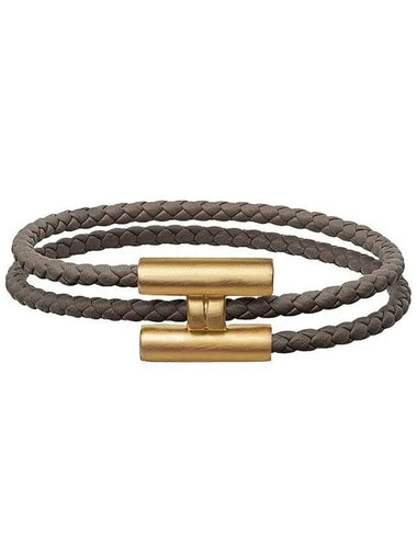 Tournis Tresse Bracelet Gold Brown - HERMES - BALAAN 1