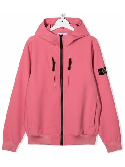 Kids Wappen Patch Soft Shell Zip Up Hoodie Pink - STONE ISLAND - BALAAN 2