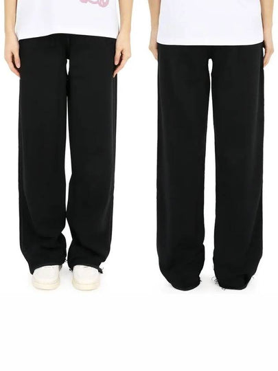 Embroidered Logo Cotton Wide Pants Black - GANNI - BALAAN 2