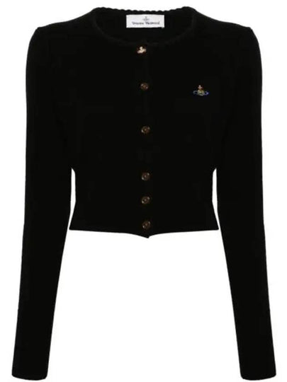 Bea ORB Embroidered Logo Crop Cardigan Black - VIVIENNE WESTWOOD - BALAAN 2