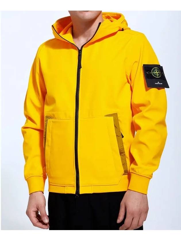 Men's Wappen Patch Softshell Zip Up Hoodie Yellow - STONE ISLAND - BALAAN 4